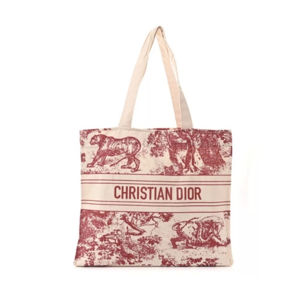 Christian Dior Red Toile de Jouy Tote Bag